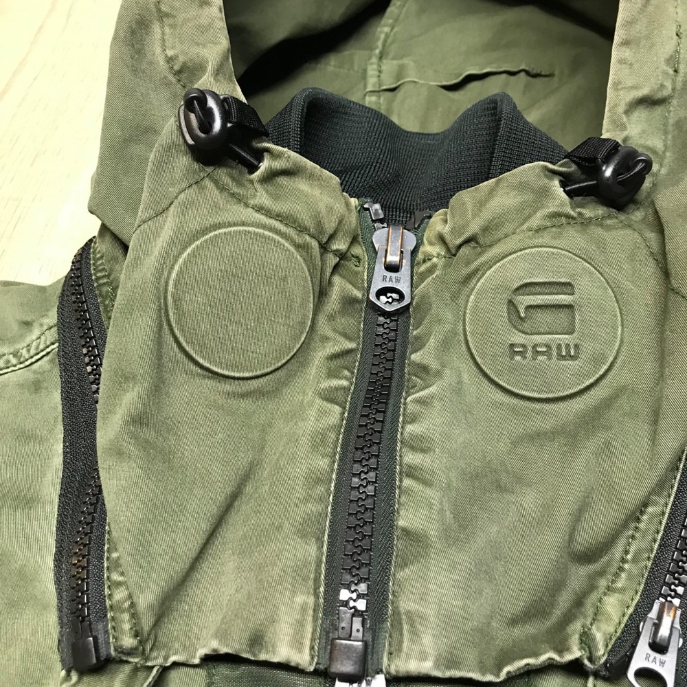 G Star Raw Bomber Jacket Mens Size S Green Submarine HDD Military Hooded Patches - Picture 4 of 16